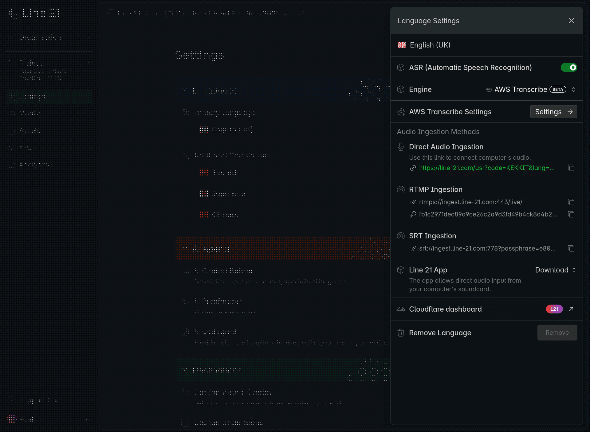 Language Settings with ASR