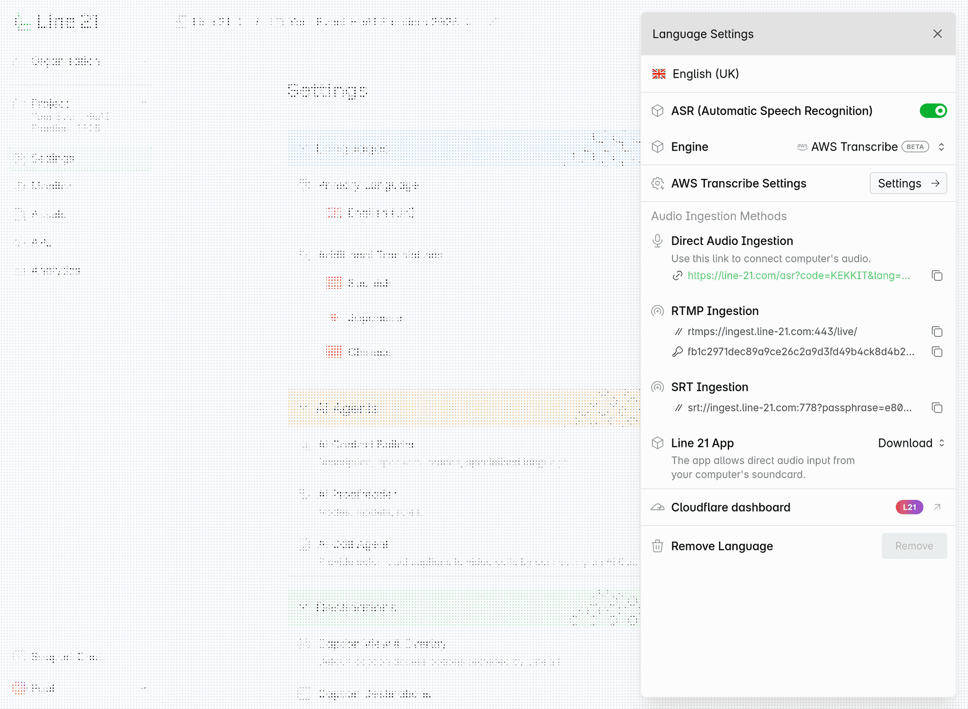 Language Settings with ASR