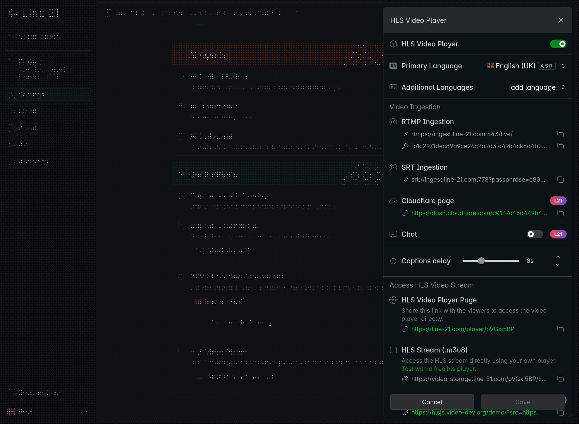 HLS Player Settings